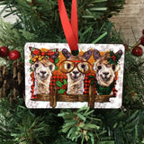 Trio of Funny Alpacas Christmas Ornament Double Sided
