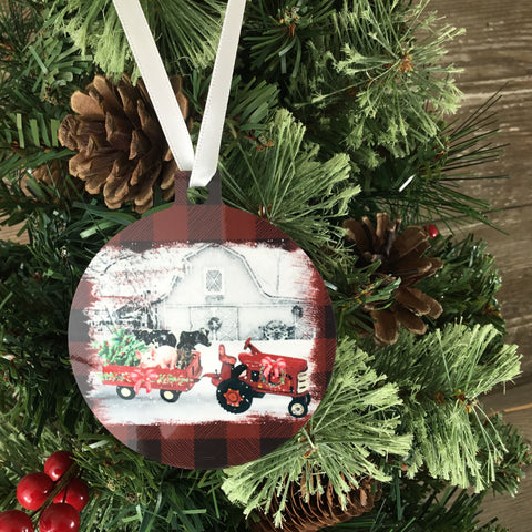 Red Tractor Christmas Ornament