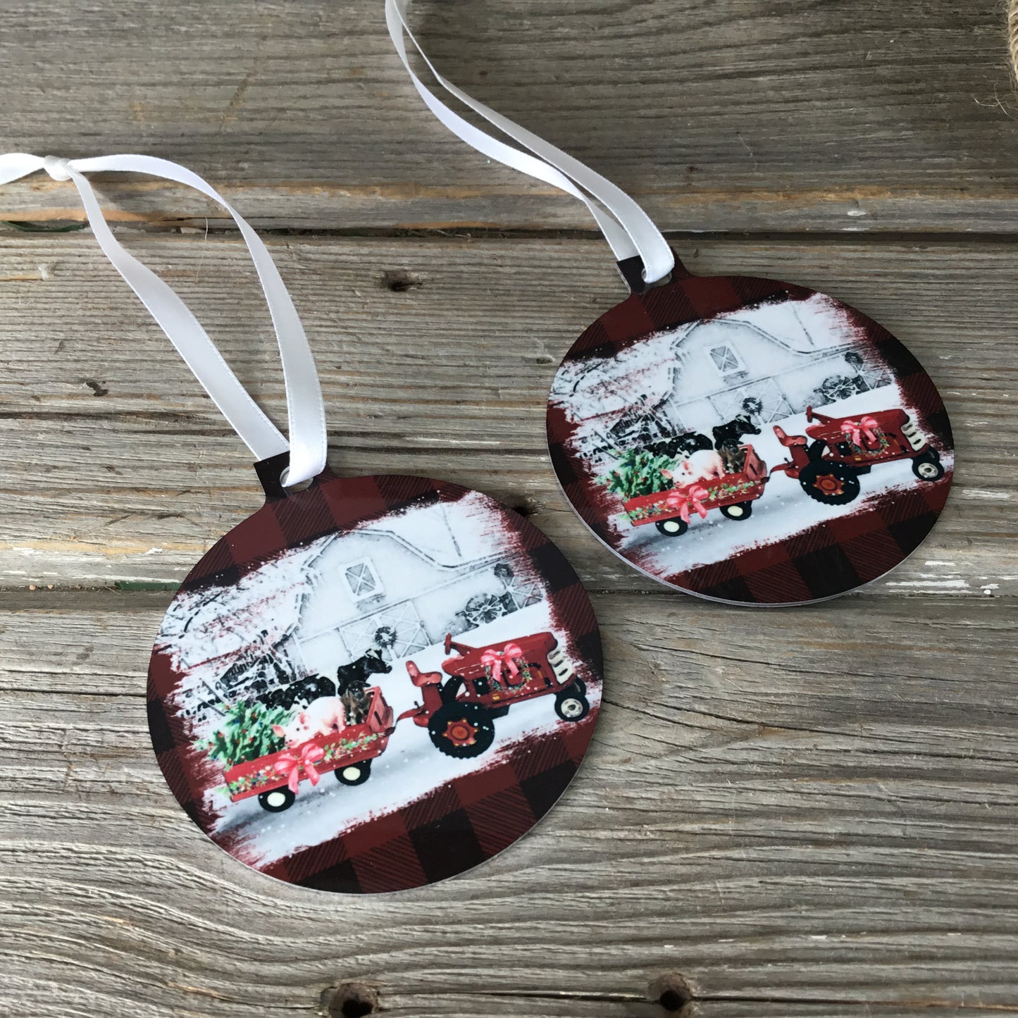 Christmas on the Farm Ornament Red Tractor