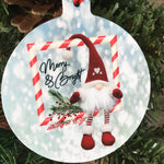 Merry & Bright Gnome Christmas Ornament