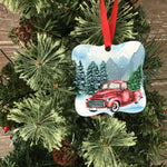 Vintage Red Truck Aluminum Ornament