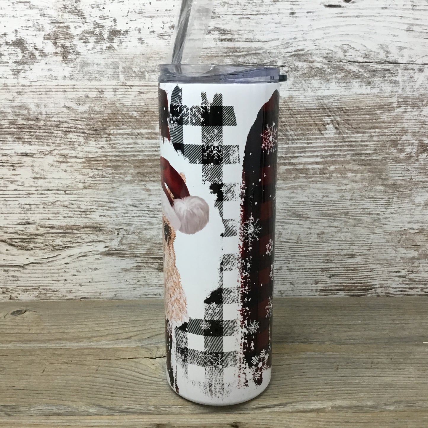 Alpaca Santa Christmas Skinny Tumbler with Straw & Lid