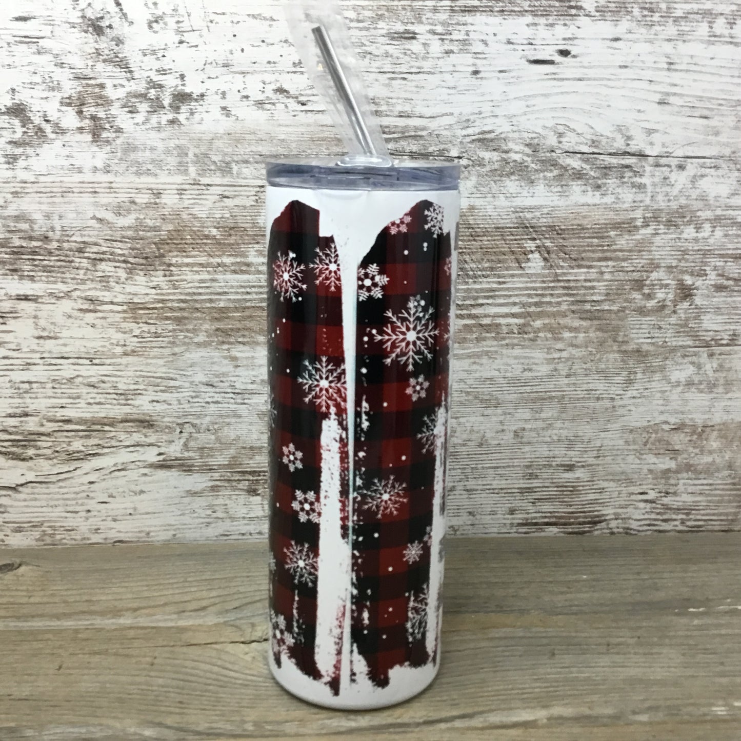 Alpaca Santa Christmas Skinny Tumbler with Straw & Lid