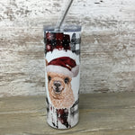 Alpaca Santa Christmas Skinny Tumbler with Straw & Lid