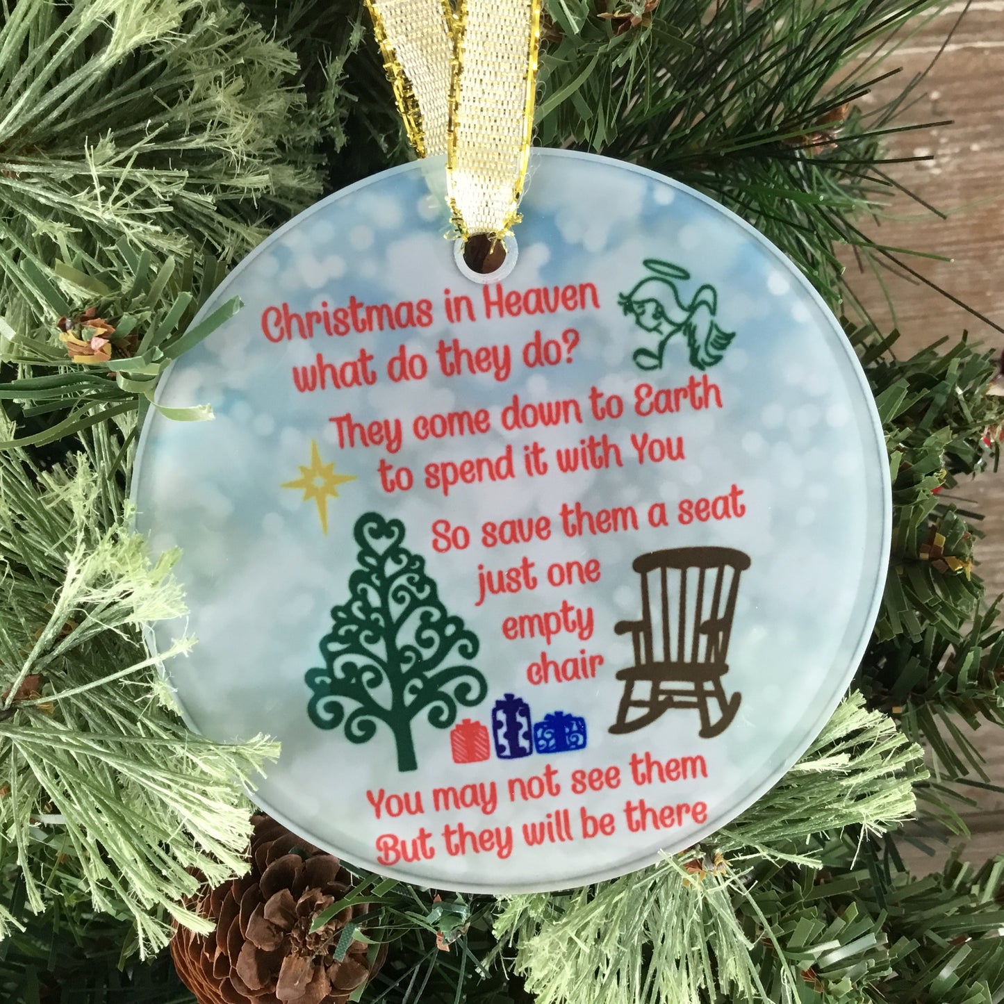 Christmas in Heaven Glass Christmas Ornament