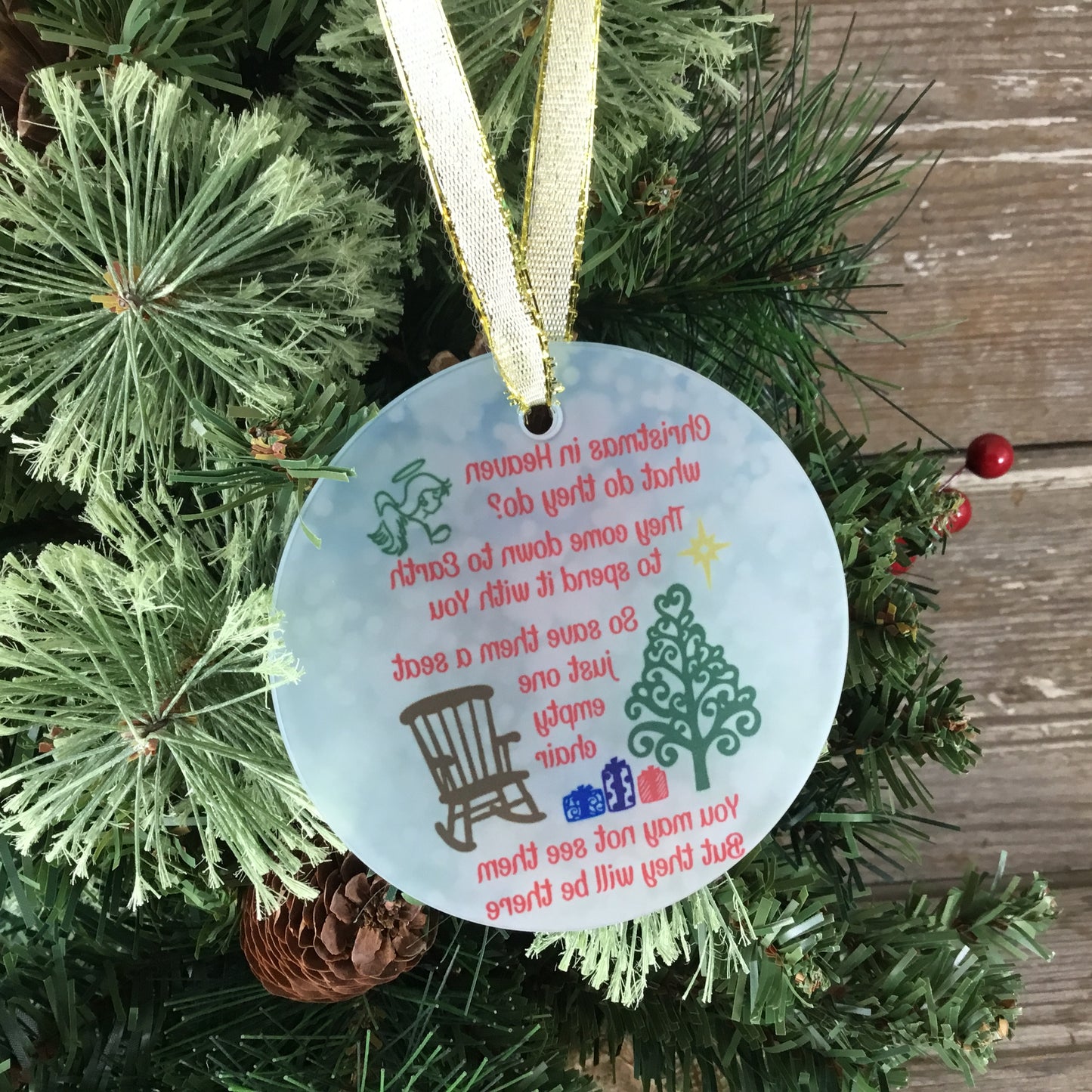 Christmas in Heaven Glass Christmas Ornament