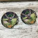 Buck Deer Hunting Car Coasters Set of 2