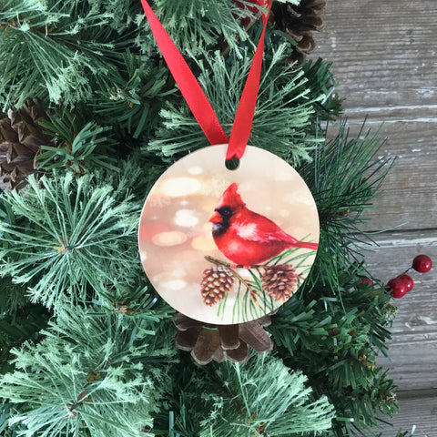 Cardinal Christmas Ornament Wood