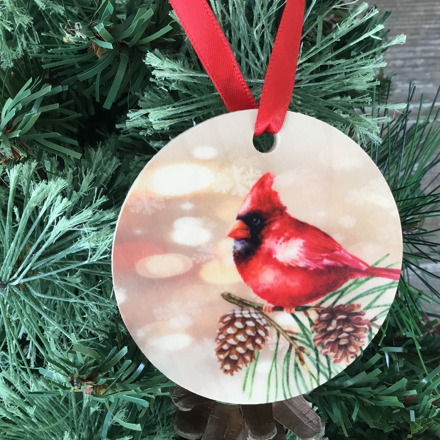 Cardinal Christmas Ornament Wood