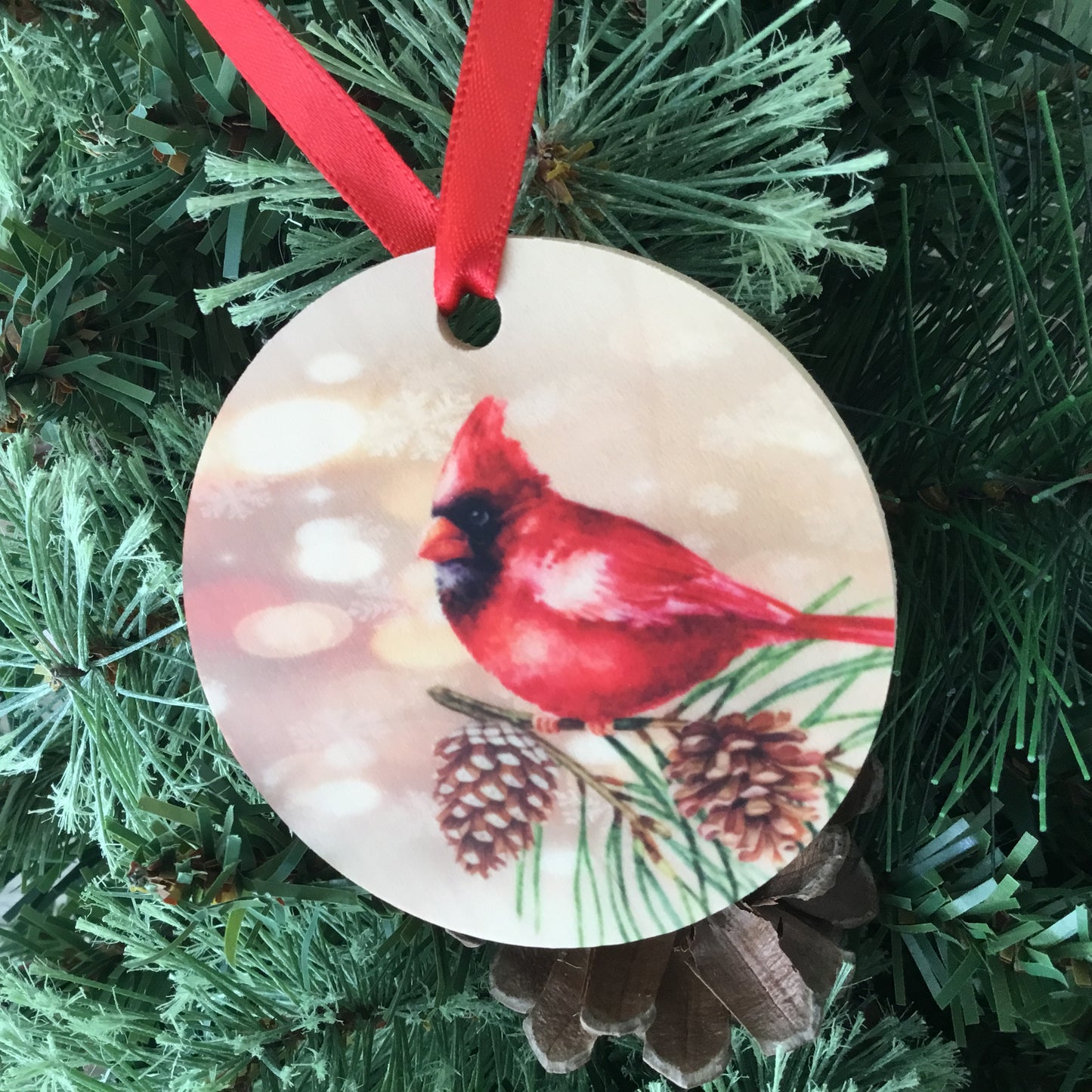 Cardinal Christmas Ornament Wood