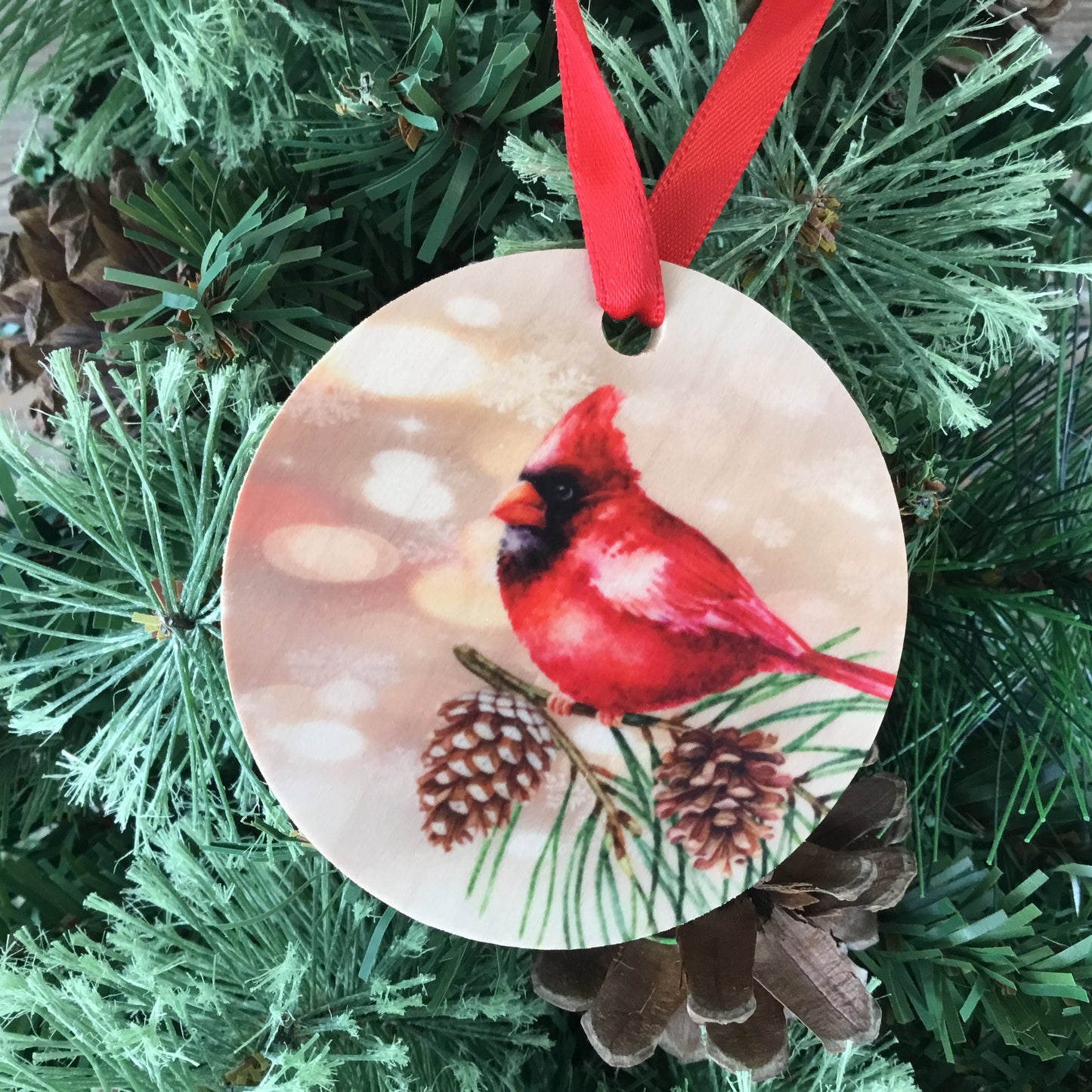 Cardinal Christmas Ornament Wood