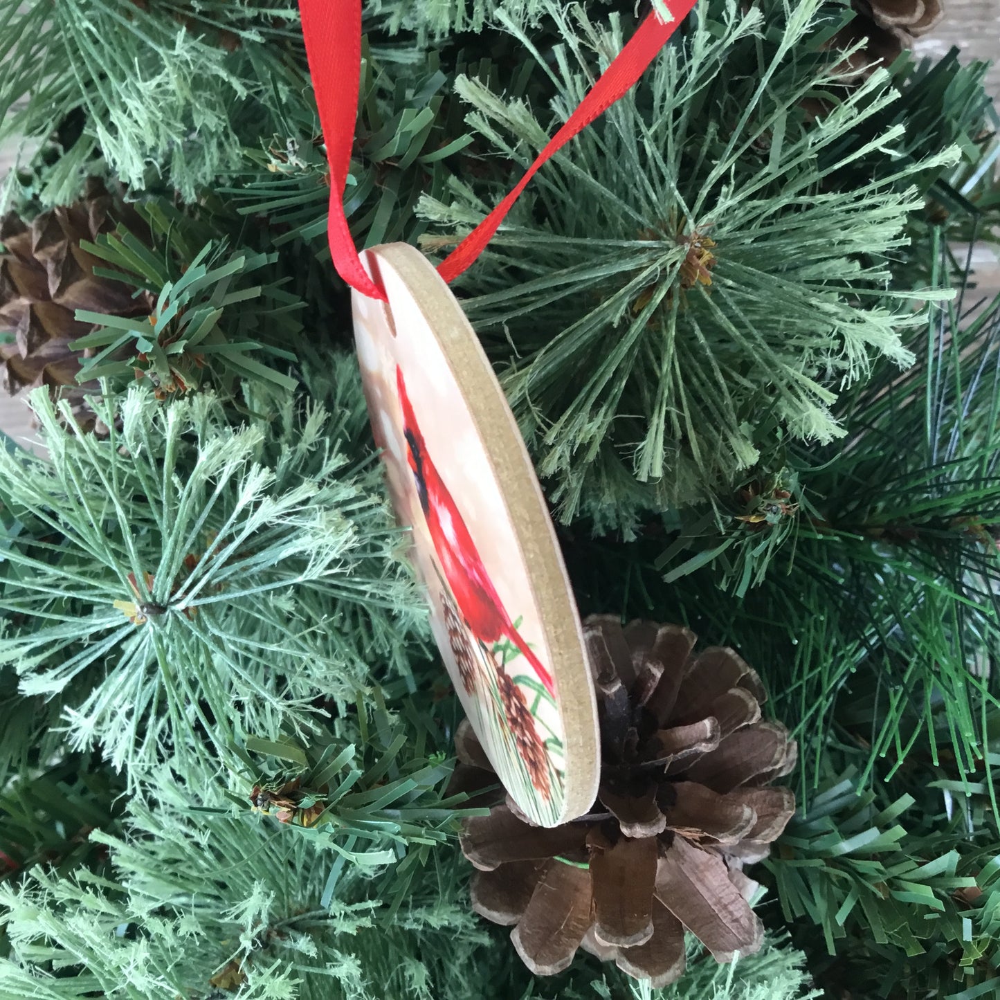 Cardinal Christmas Ornament Wood