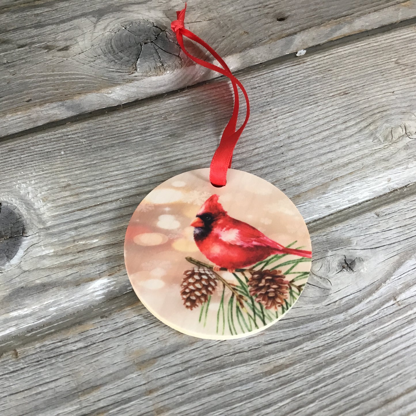 Cardinal Christmas Ornament Wood