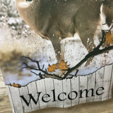 Welcome Buck Deer Winter Garden Flag