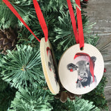 Cow Christmas Ornament Wood