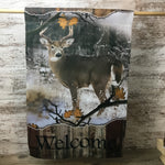 Buck Deer Welcome Winter Garden Flag