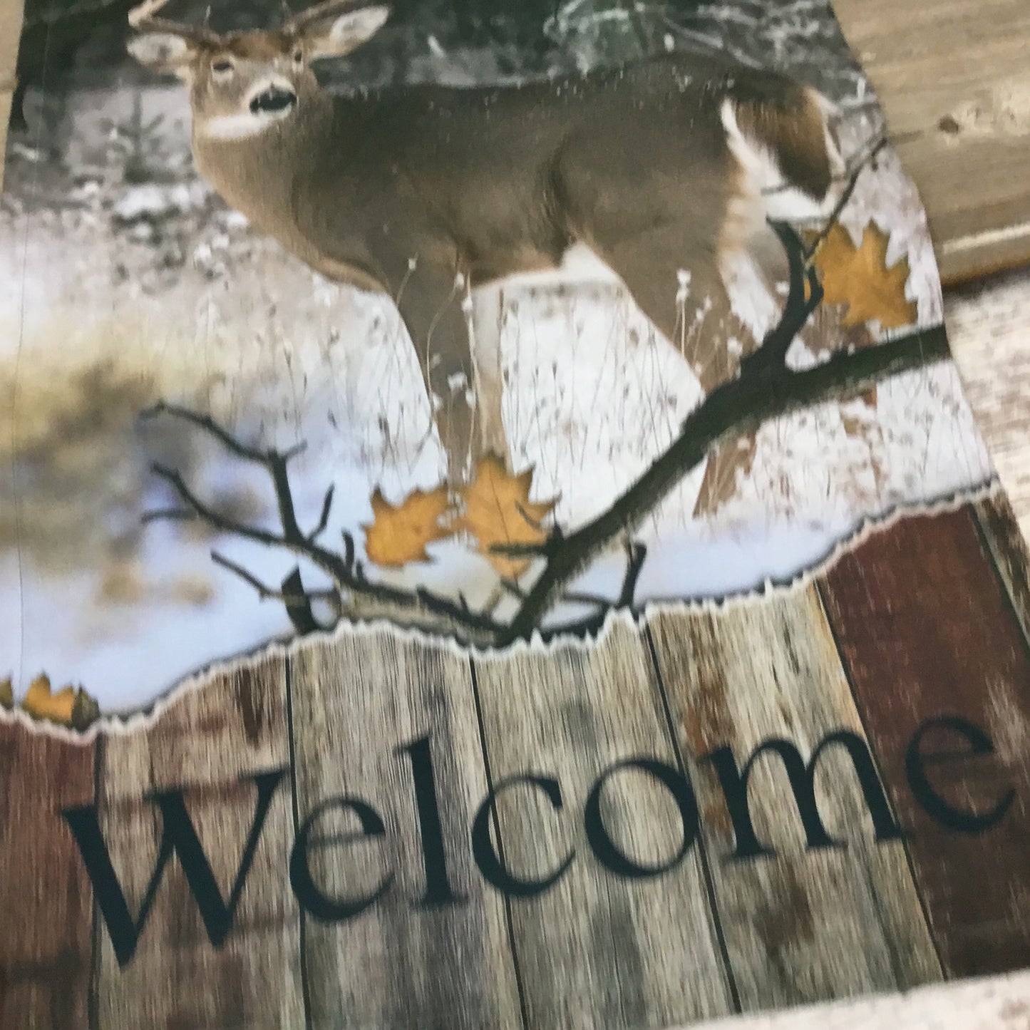 Buck Deer Welcome Winter Garden Flag