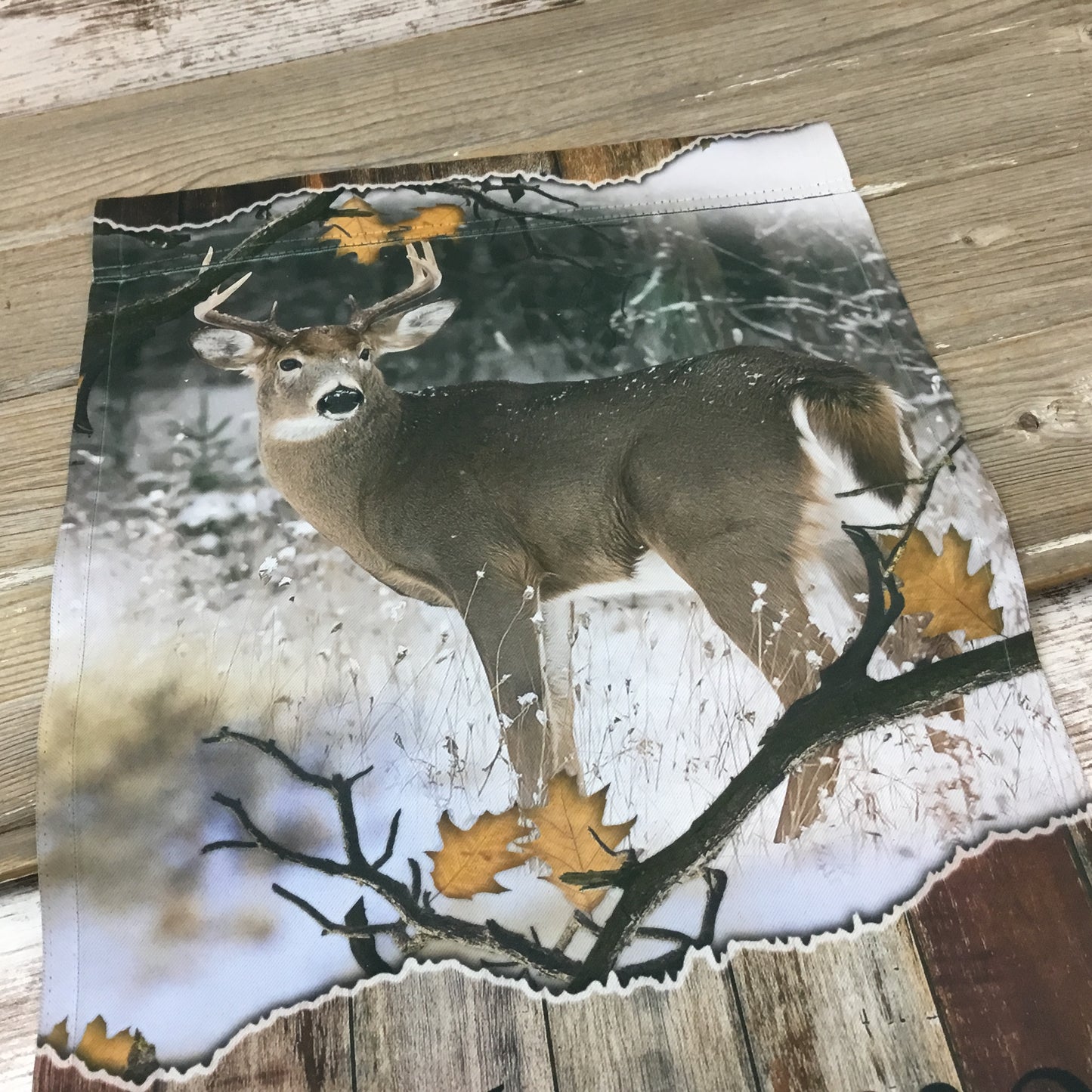 Buck Deer Welcome Winter Garden Flag