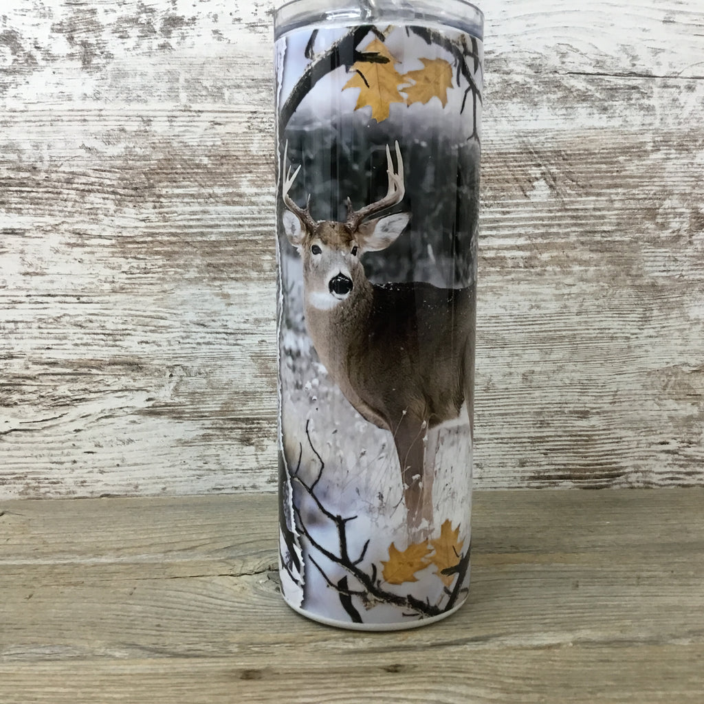 Wood Deer Hunter Skinny Tumbler 20oz