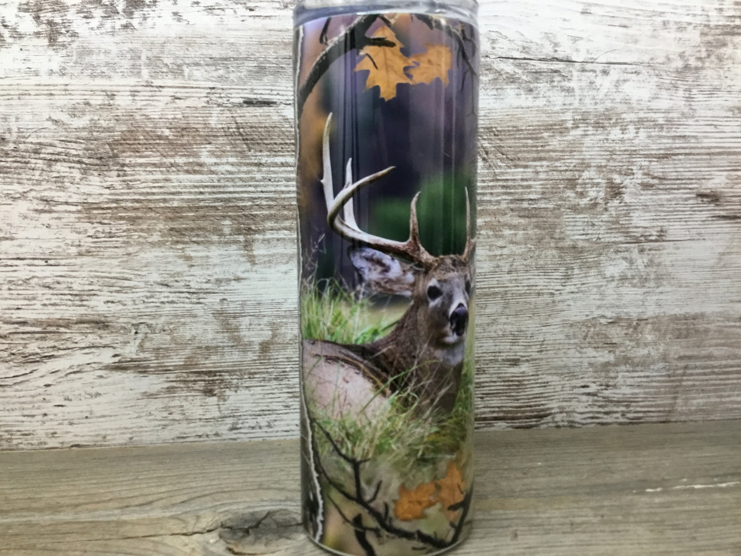 Buck Deer Hunter 20 oz Skinny Tumbler with Straw & Lid