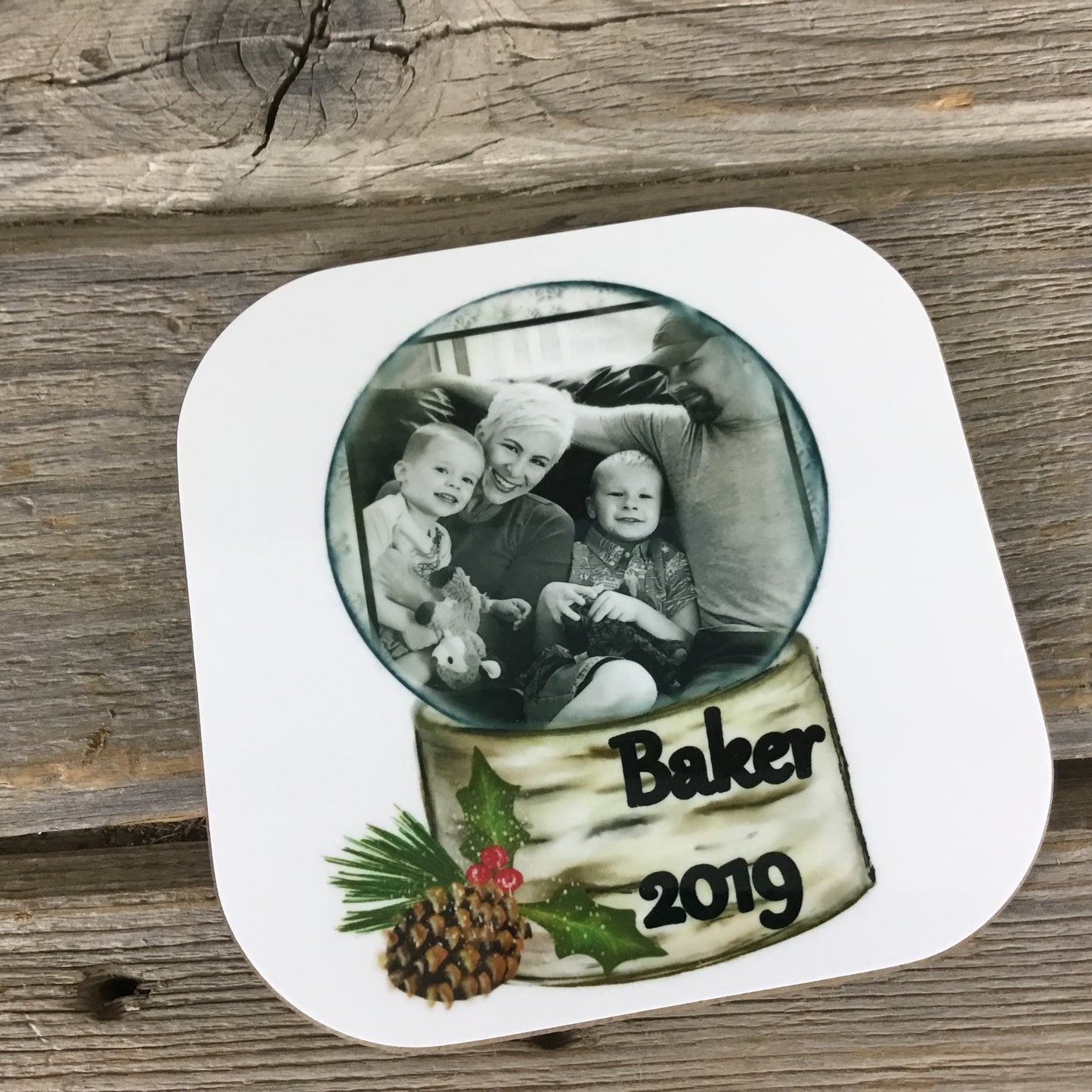 Personalized Snow Globe Christmas Coasters Set of 4