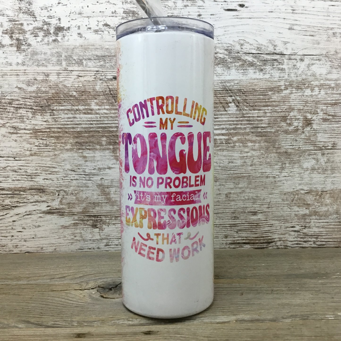 Controlling My Tongue is No Problem 20 oz Skinny Tumbler with Lid and Straw