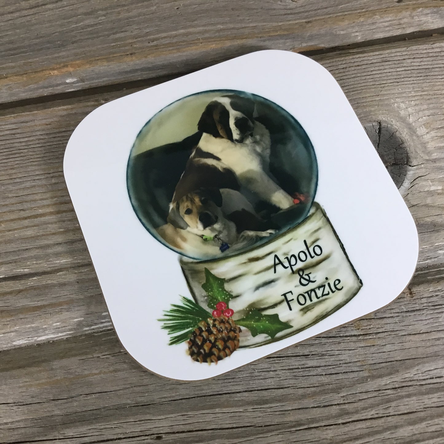 Personalized Snow Globe Christmas Coasters Set of 4