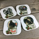 Personalized Snow Globe Christmas Coasters Set of 4