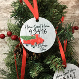 Home Sweet Home Red Truck Hometown Christmas Ornament