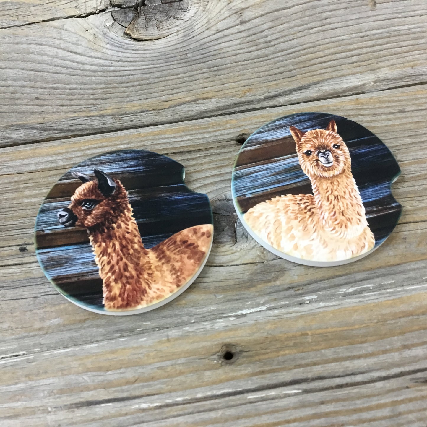 Alpaca Rustic Coasters, Set of 2 Car Coasters