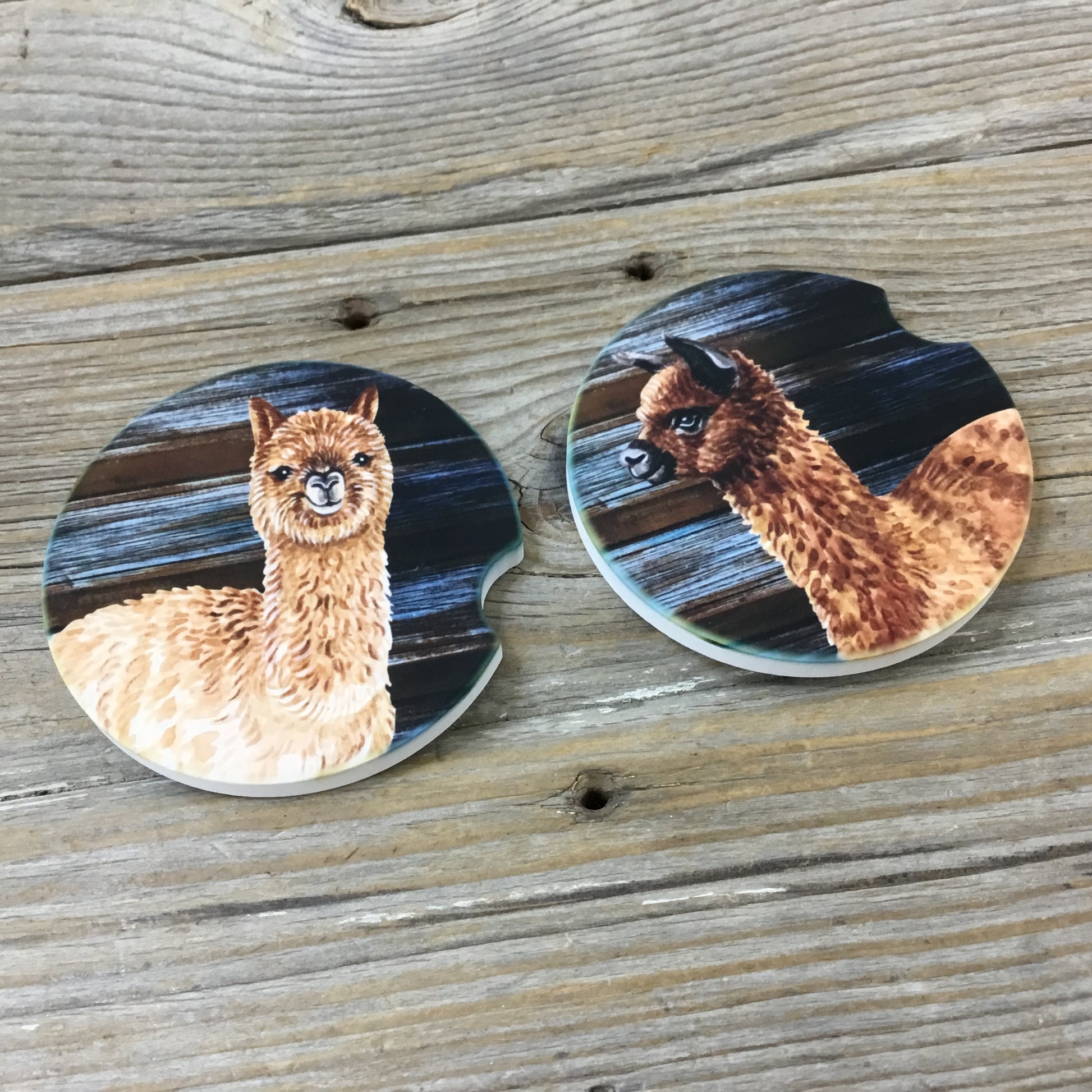 Rustic Alpaca Car Coasters