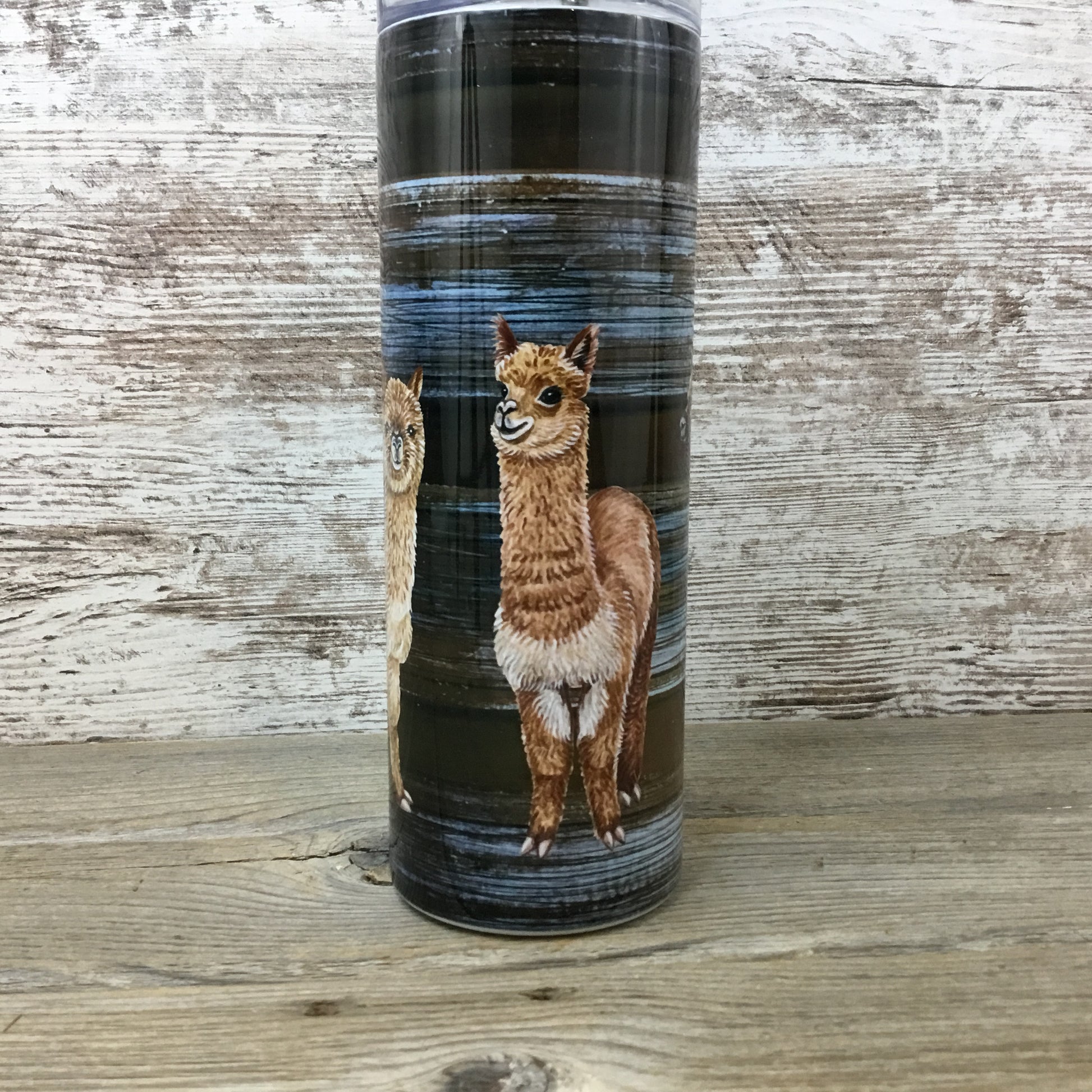 Alpaca Rustic Wood Plank 20 oz Skinny Tumbler