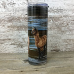 Alpaca Rustic Wood Plank 20 oz Skinny Tumbler with Straw & Lid - For Hot and Cold Beverages