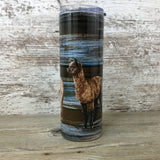 Alpaca Rustic Wood Plank 20 oz Skinny Tumbler with Straw & Lid - For Hot and Cold Beverages
