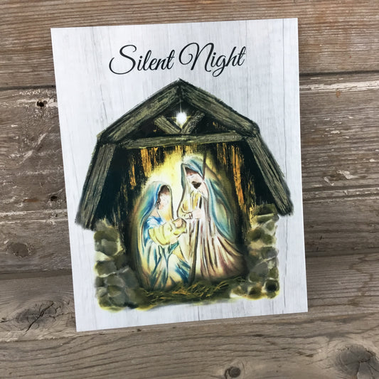 Silent Night Nativity Aluminum Sign