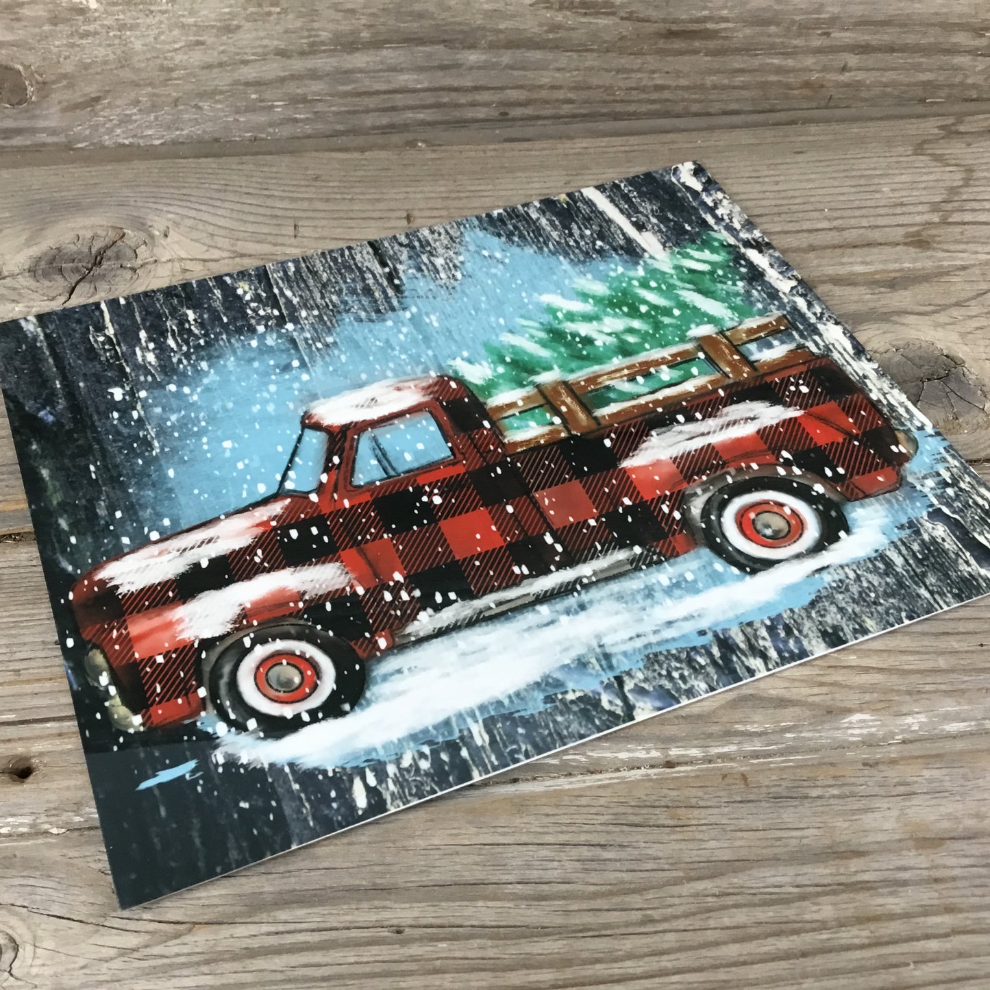 Buffalo Plaid Vintage Truck Aluminum Sign