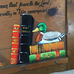 Vintage J. Weir Wood Tromp l'oeil Folk Art Raised Features 15" x 12"  Psalms 112-1