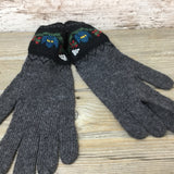 Alpaca Embroidered Leaf Gloves