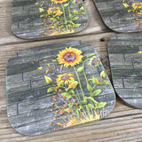 Rustic Sunflowers Coasters Set of 4