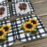 Rise and Shine Rooster Sunflower Rustic Farm Coasters Set of 6