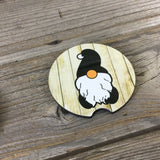 Gnomes Car Coasters Wood Colored Background