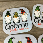 Gnome for the Holidays Hardboard Coasters Set of 4