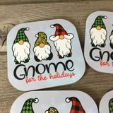 Gnome for the Holidays Hardboard Coasters Set of 4