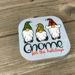 Gnome for the Holidays Hardboard Coasters Set of 4