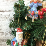 Avon Gift Collection Folkart Sparkle Ornaments Set of 3 Angel Santa Train