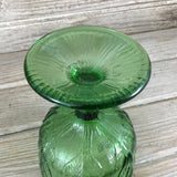 Vintage 1970's FTD Green Glass Oak Leaf Compote Pedestal Planter