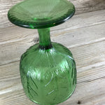 Vintage 1970's FTD Green Glass Oak Leaf Compote Pedestal Planter