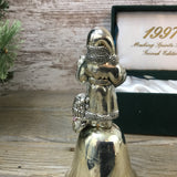 1997 Silver Plated Santa Bell Making Spirits Bright Second Edition Madison Ave Back View