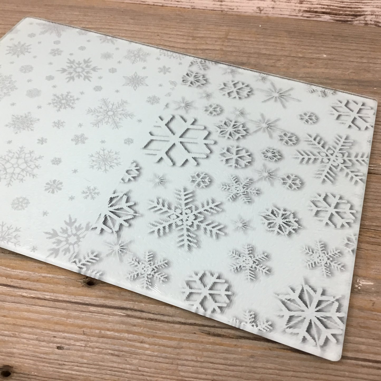 Mismatched Snowflake Glass Cutting Board