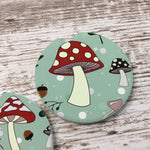 Cottagecore Mushrooms Car Coasters, Set of 2